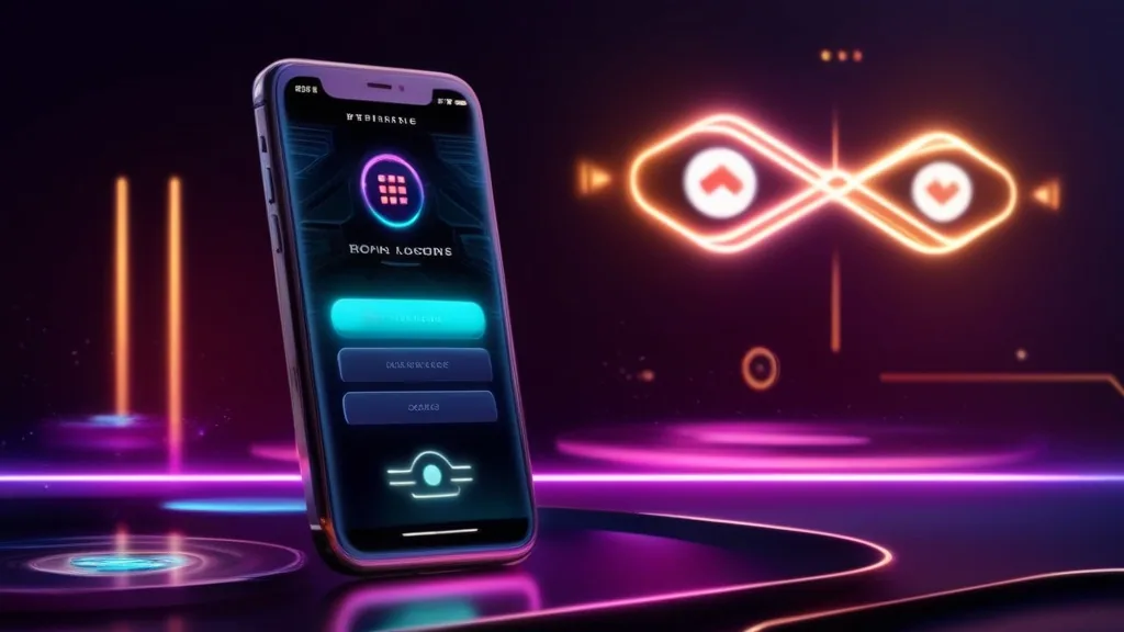 Téléphone mobile dans une ambiance casino sombre avec indicateurs de chargement
