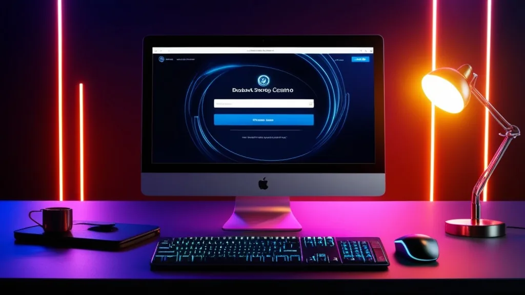 Navigateur d’ordinateur affichant une page de connexion sécurisée en ambiance casino
