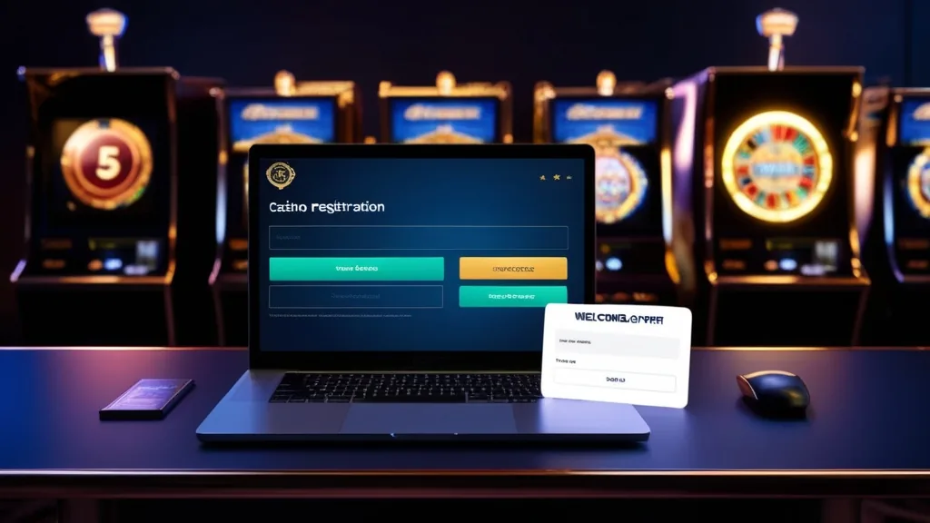 Formulaire de bienvenue casino avec champ de code bonus mis en évidence